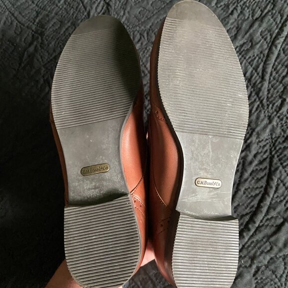 Bass Leather Lace Up Wingtip Inspired Ankle Bootie Size 9.5W Cognac READ Preppy - Picture 6 of 11